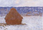 Claude Monet Haystack in the Snow,Overcast Weather oil painting on canvas